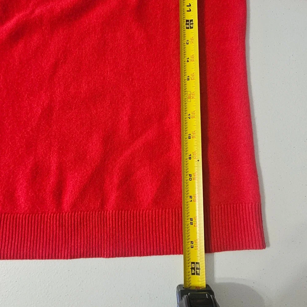 Talbots Cashmere Sweater S Red 3/4 Sleeve Quiet Luxury Preppy Classic Office
